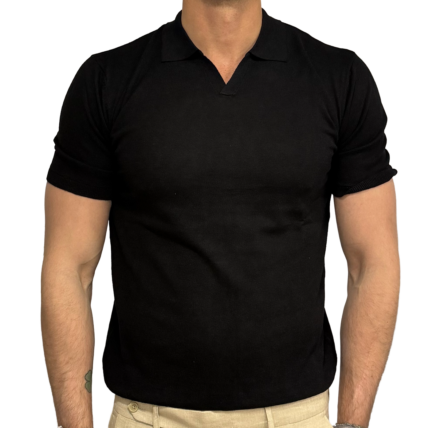 Polo in maglia puro cotone collo derby