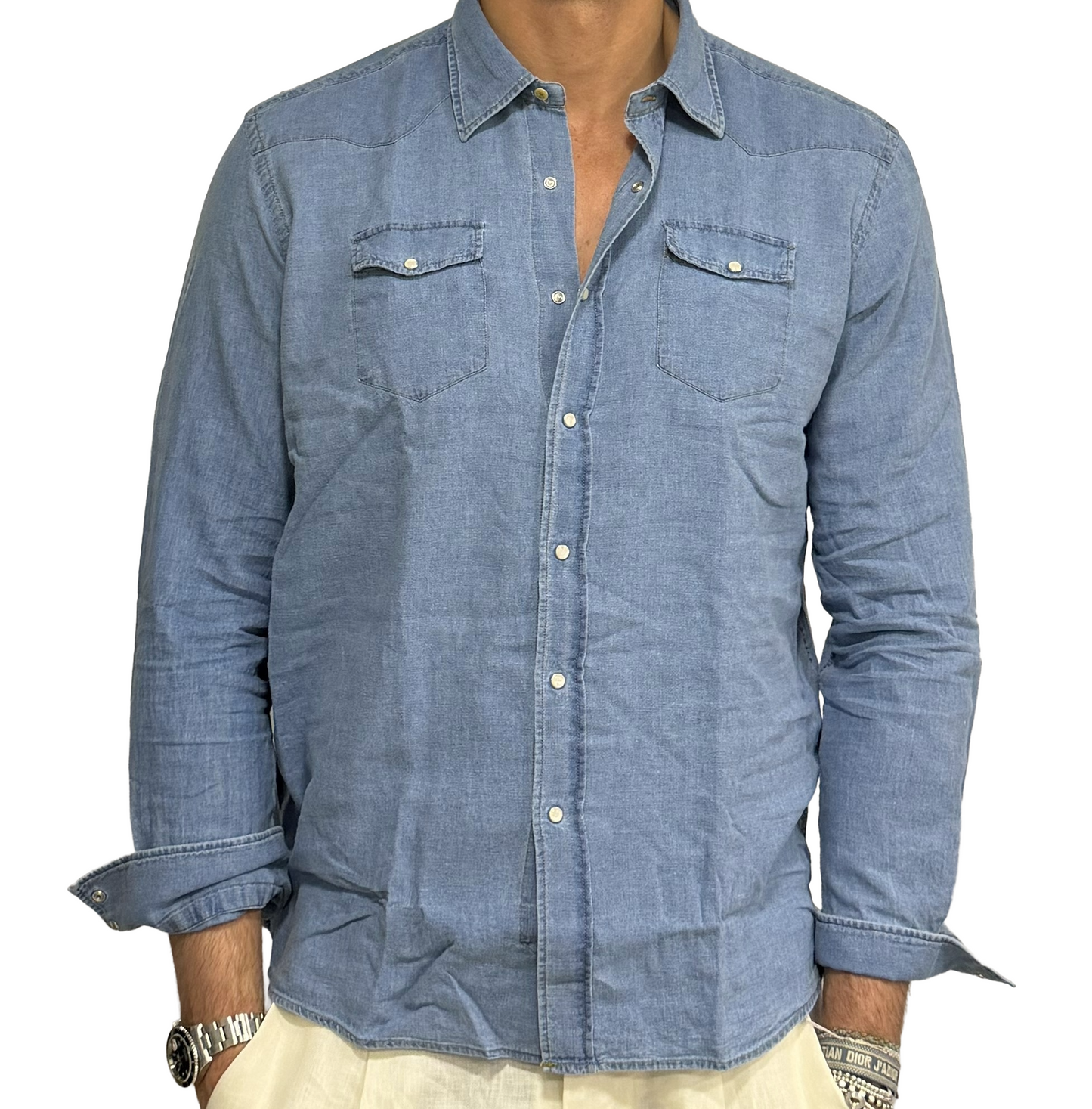 Camicia texana lino e cotone