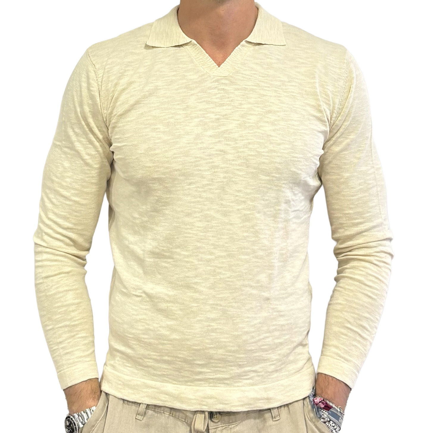 Polo manica lunga collo derby puro cotone
