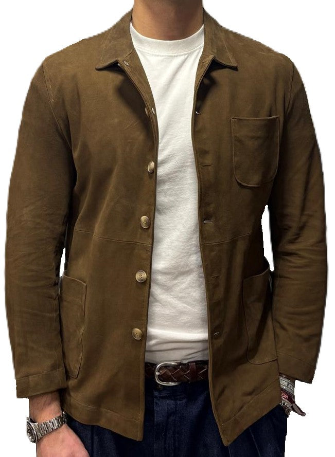 Giacca in pelle scamosciata blusotto