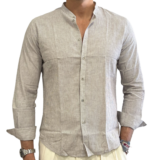 Camicia puro lino colletto coreano