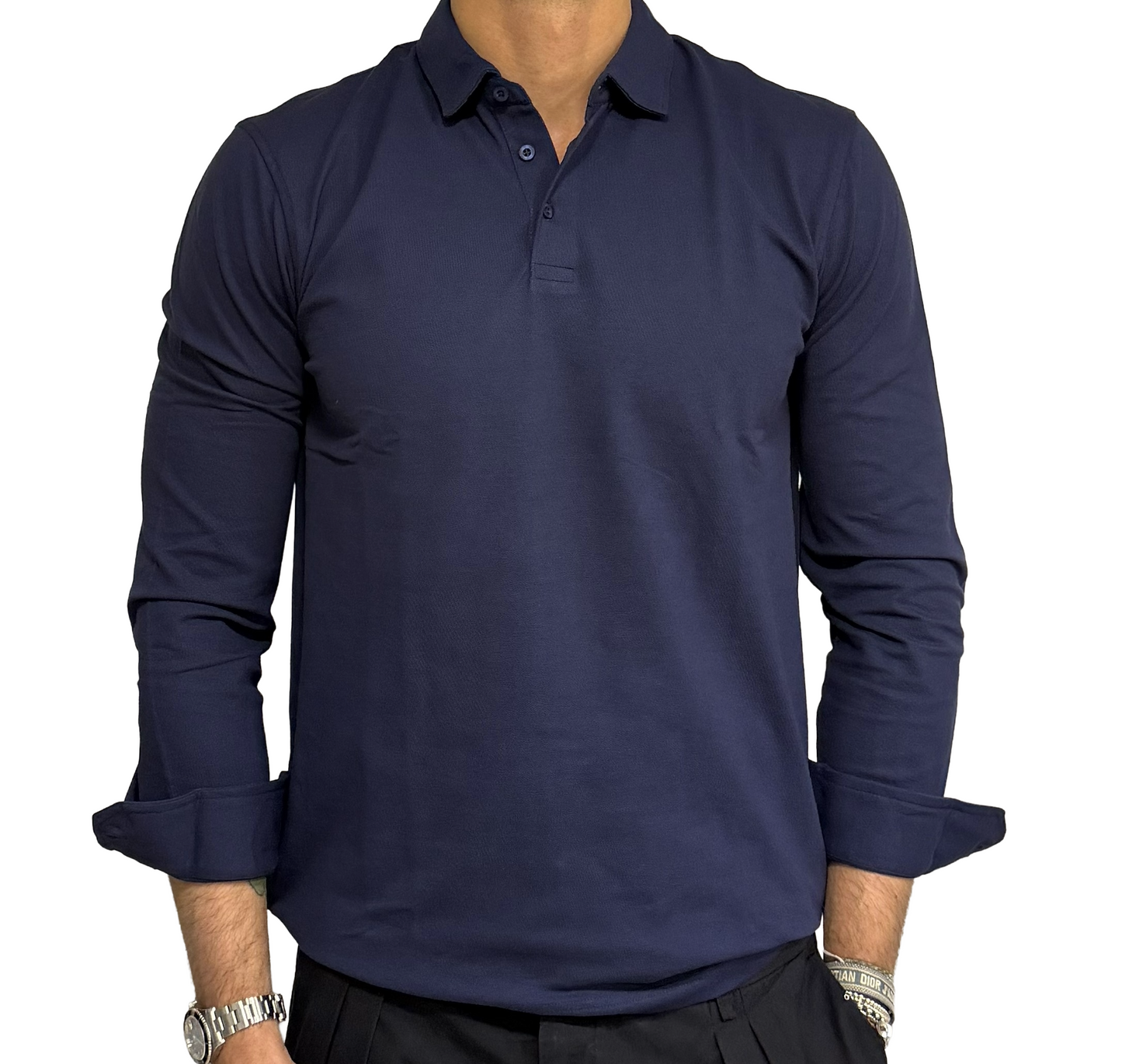Polo camicia in piquet tre bottoni