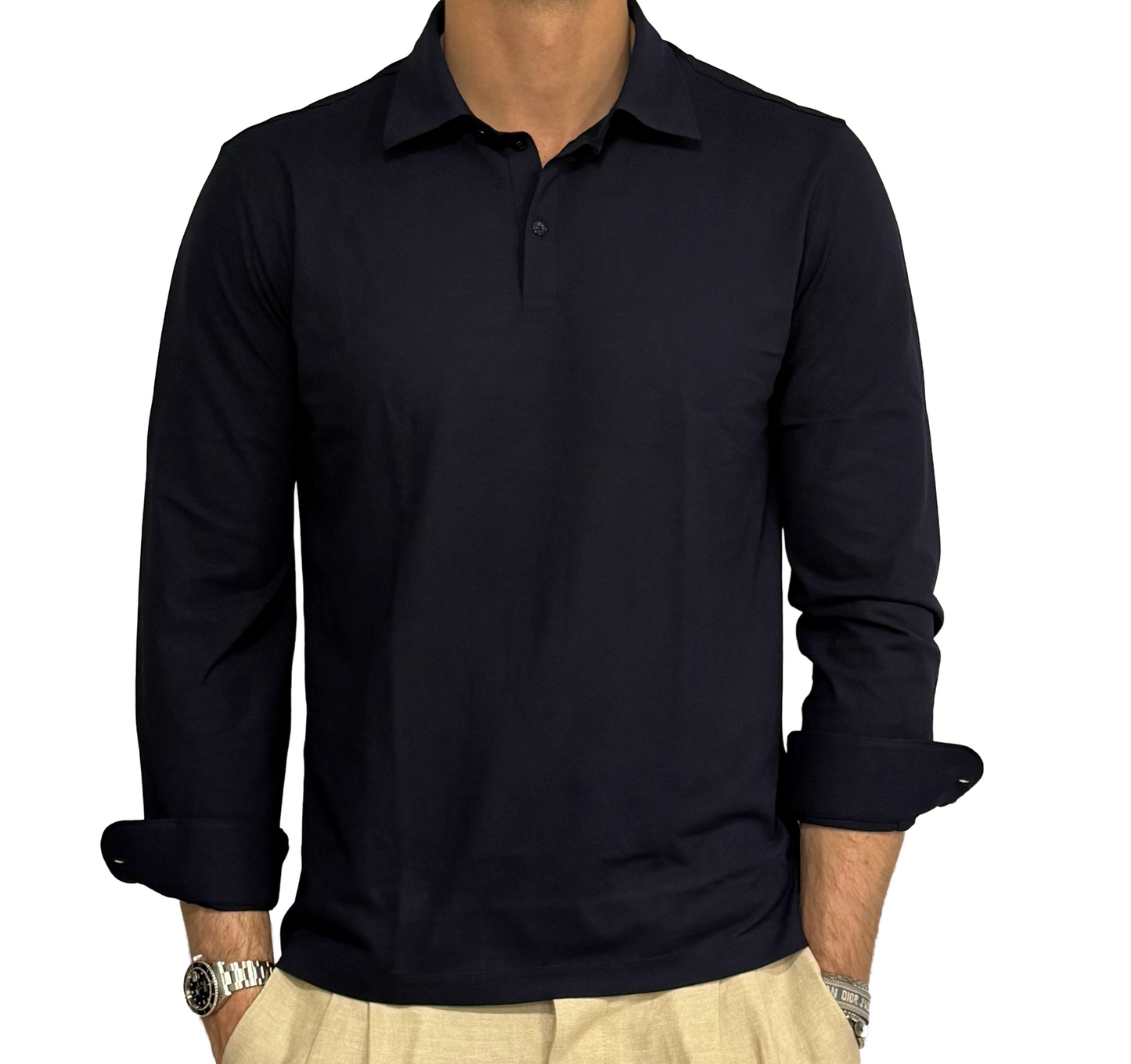 Polo camicia fresh cotton in filo di Scozia tre bottoni