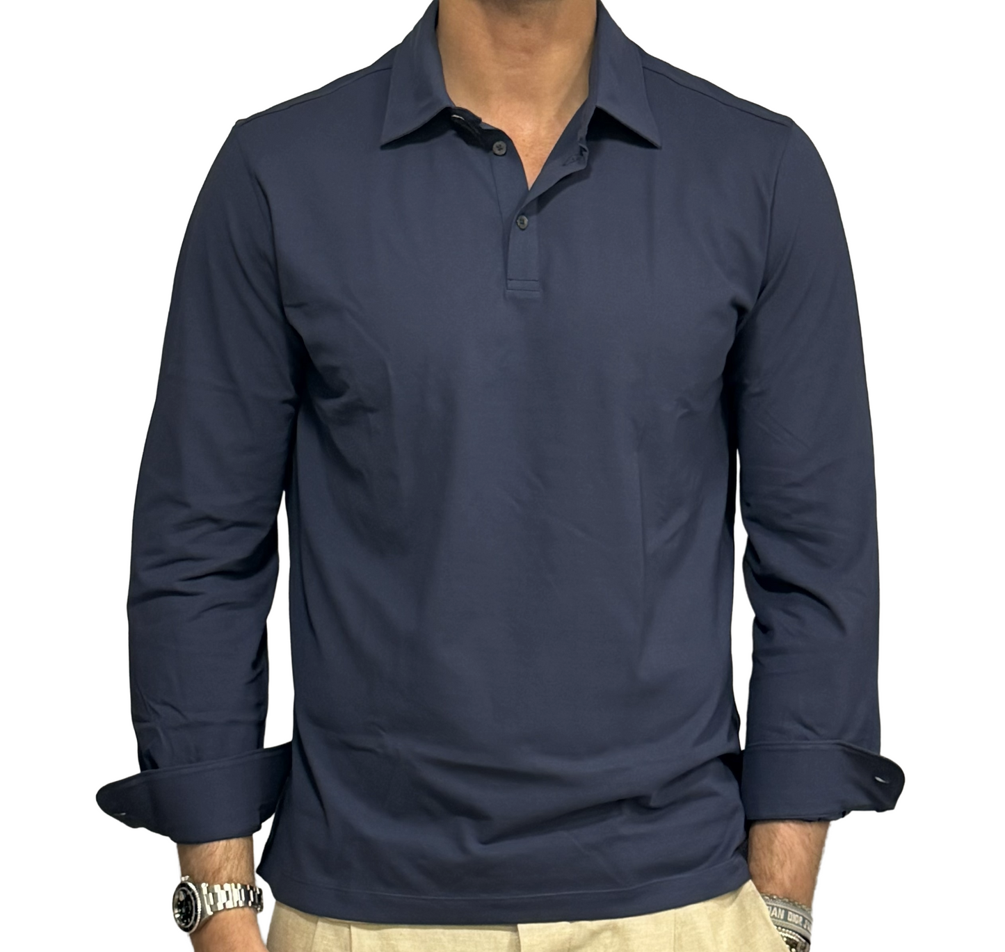 Polo camicia fresh cotton in filo di Scozia tre bottoni