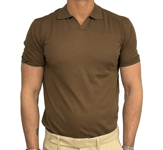 Polo in maglia puro cotone collo derby