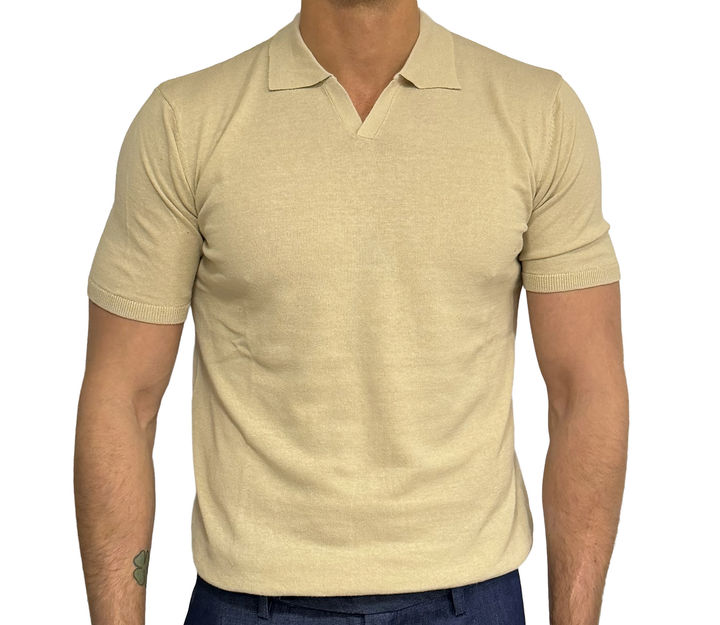 Polo in maglia puro cotone collo derby