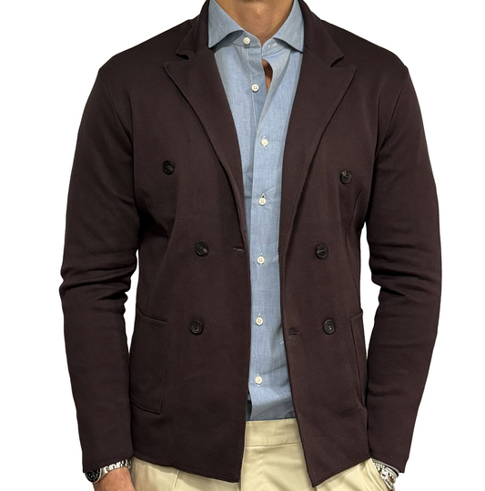 Giacca in maglia doppio petto puro cotone