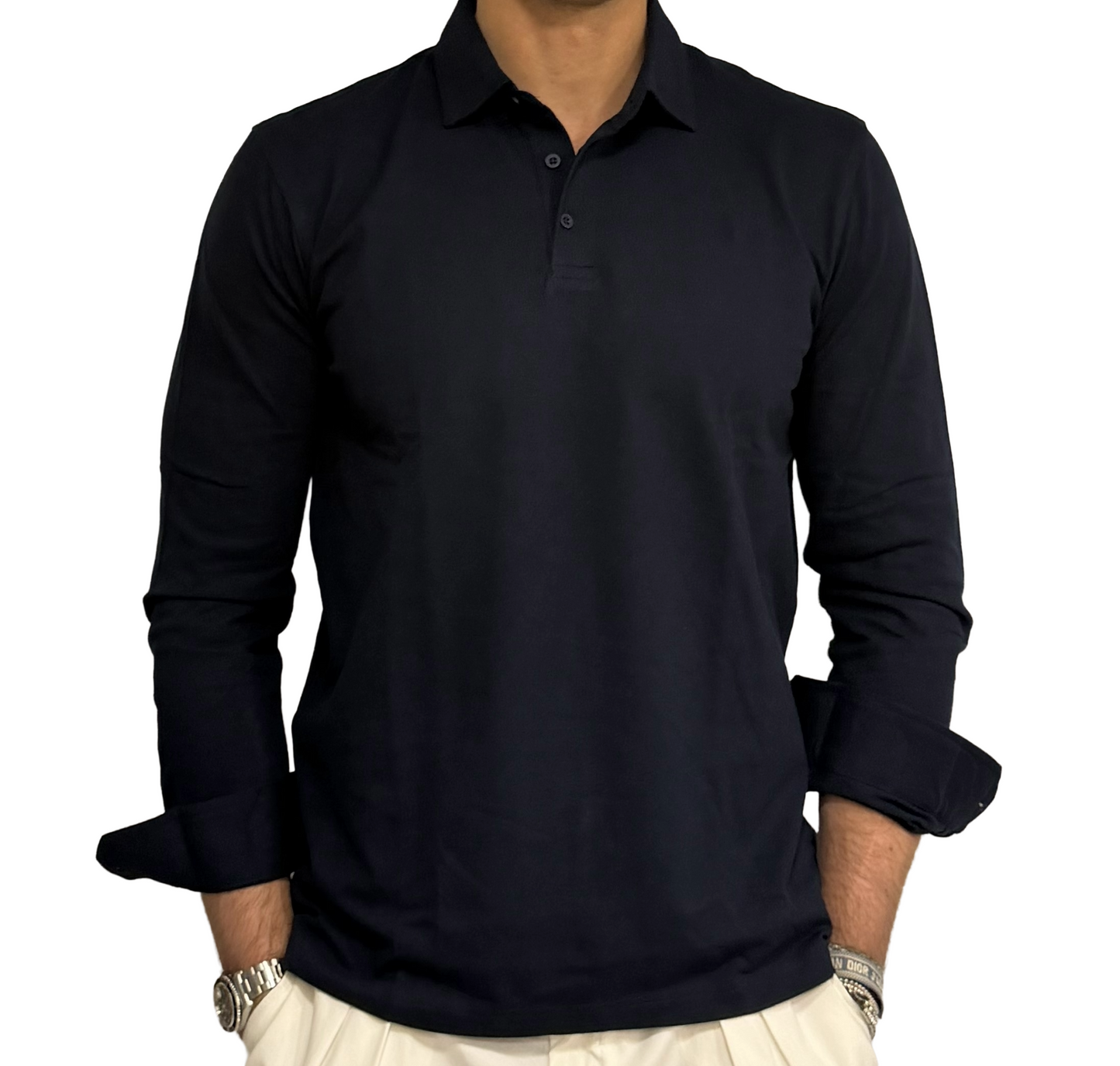 Polo camicia in piquet tre bottoni