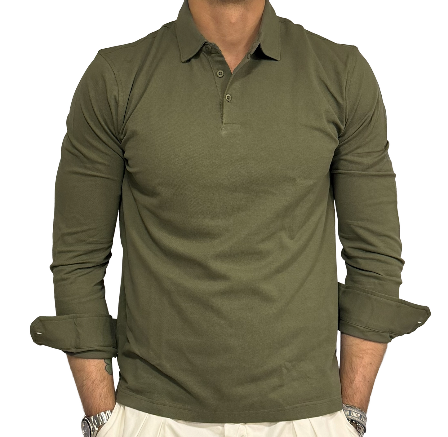 Polo camicia in piquet tre bottoni