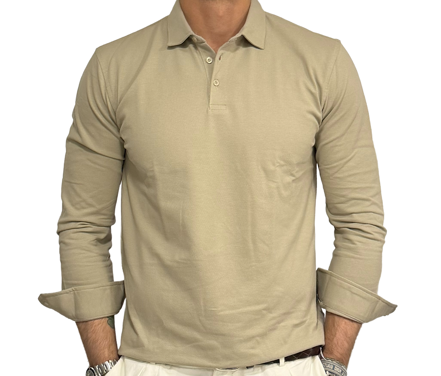Polo camicia in piquet tre bottoni