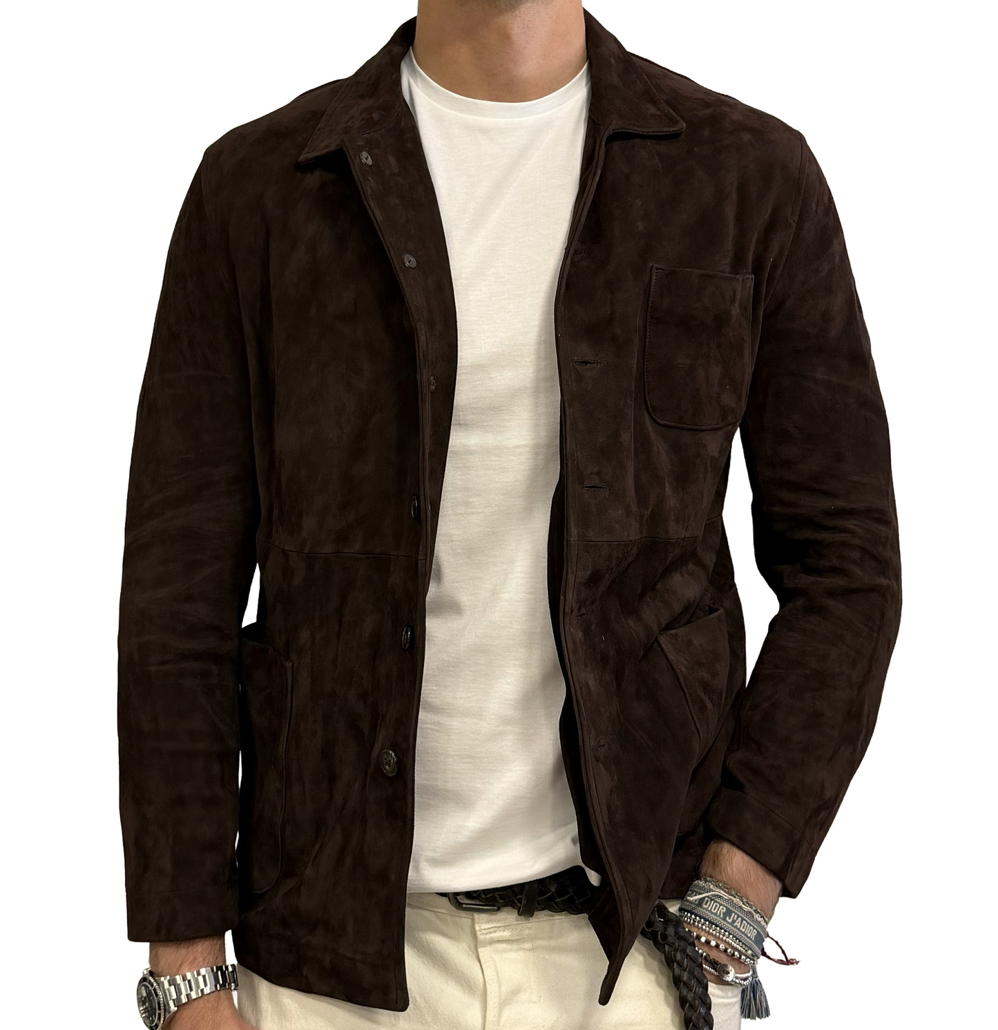 Giacca in pelle scamosciata blusotto