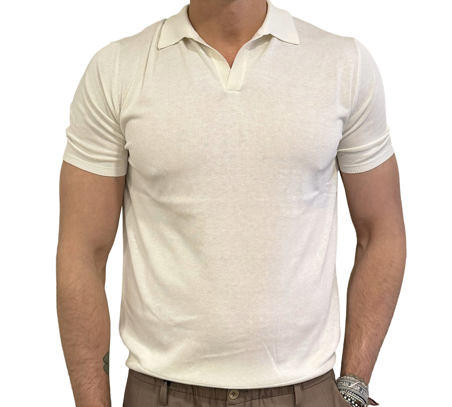 Polo derby collo camicia seta e cotone