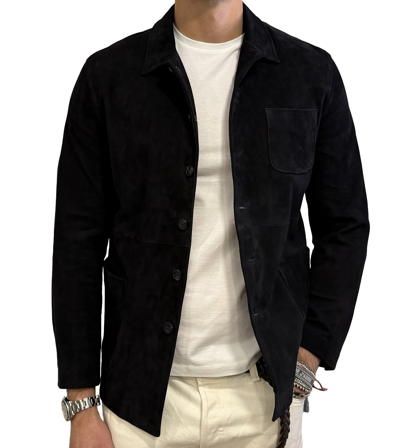 Giacca in pelle scamosciata blusotto