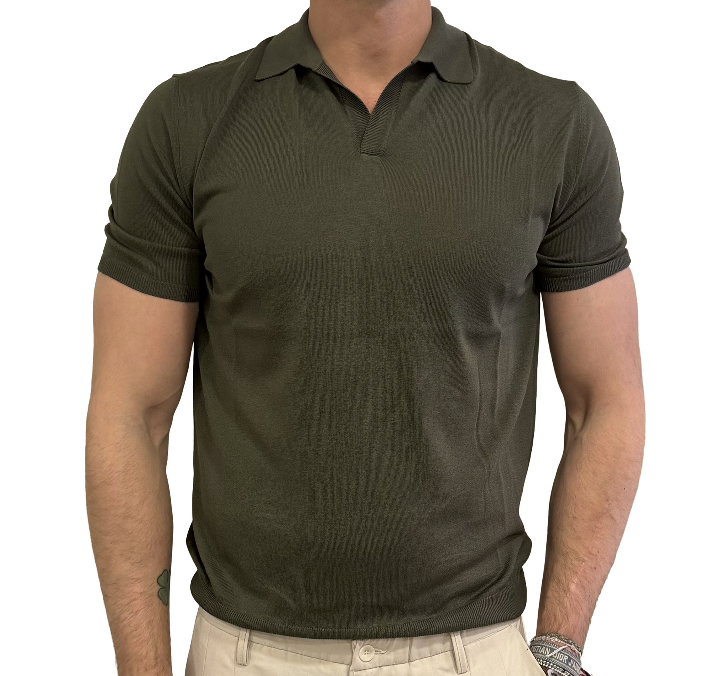 Polo derby collo camicia seta e cotone