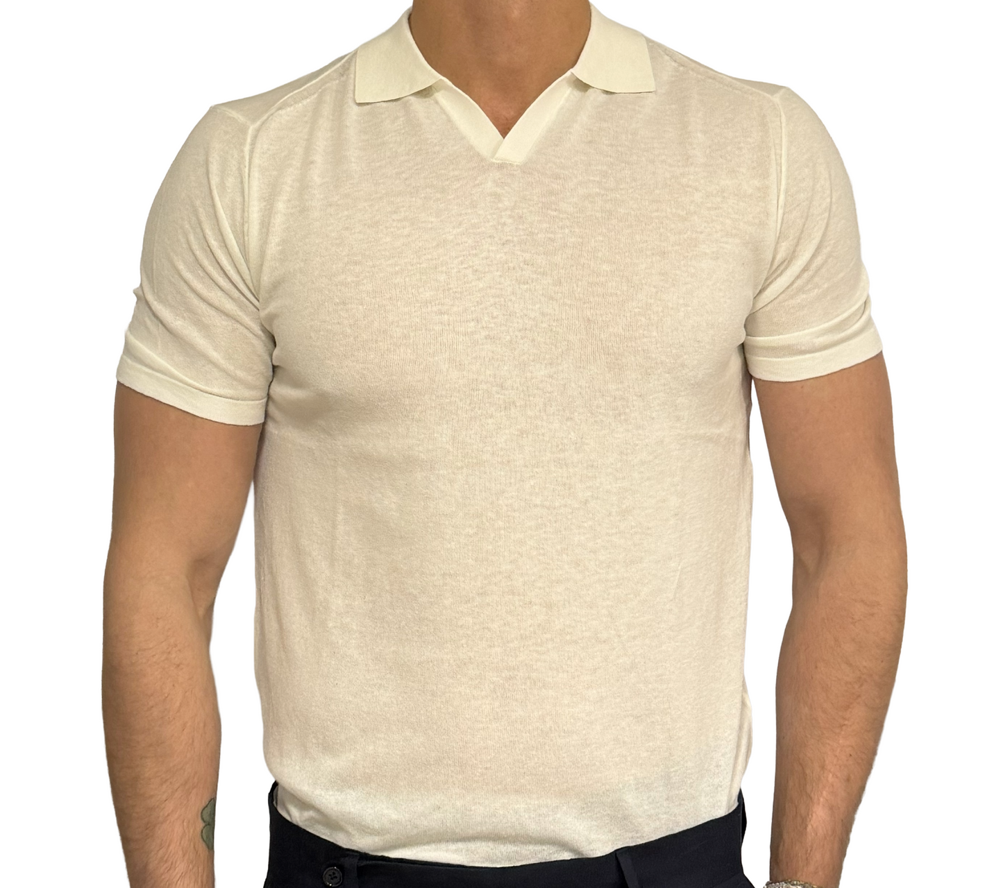 Polo in maglia puro cotone collo derby