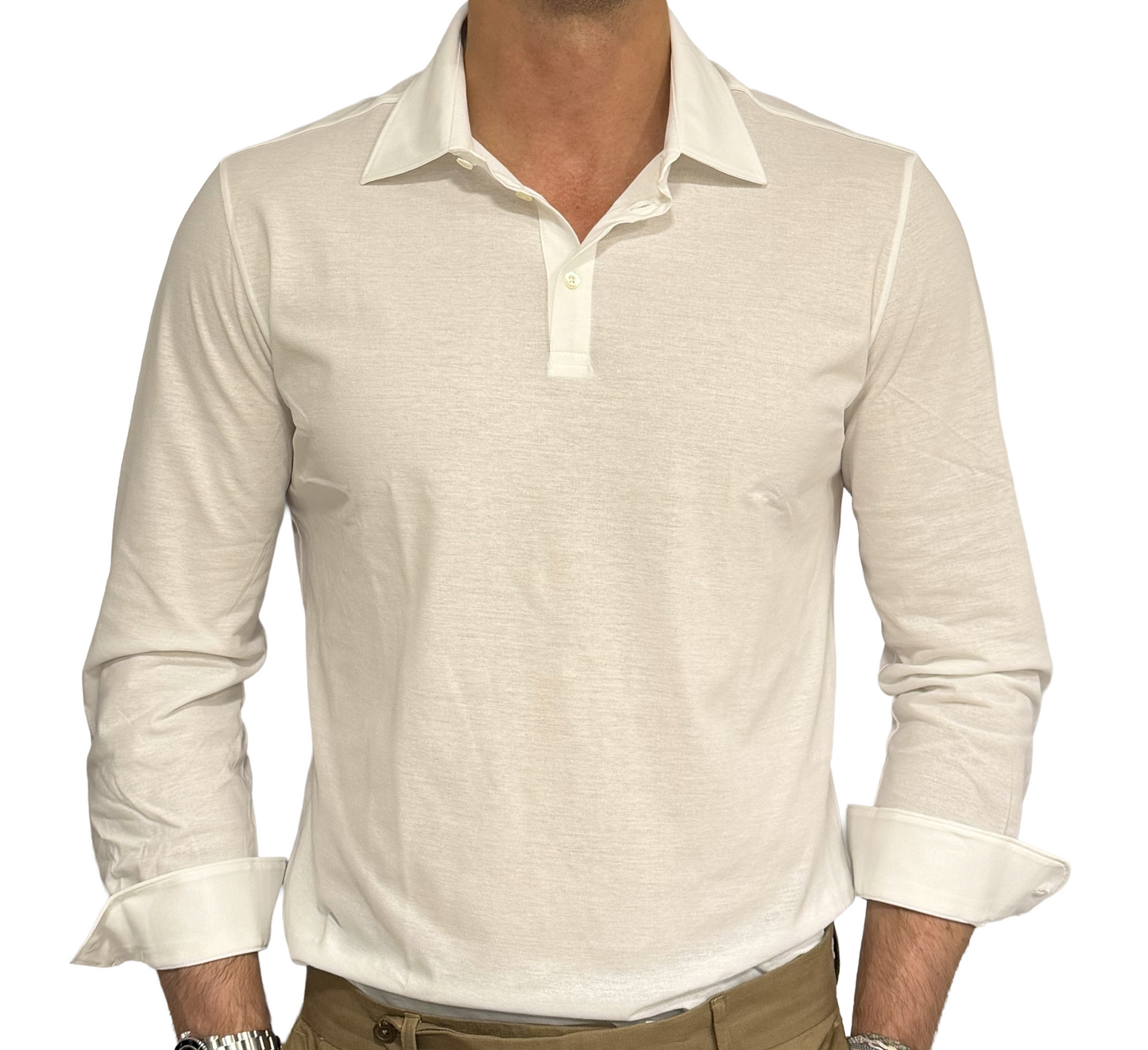 Polo camicia fresh cotton in filo di Scozia tre bottoni