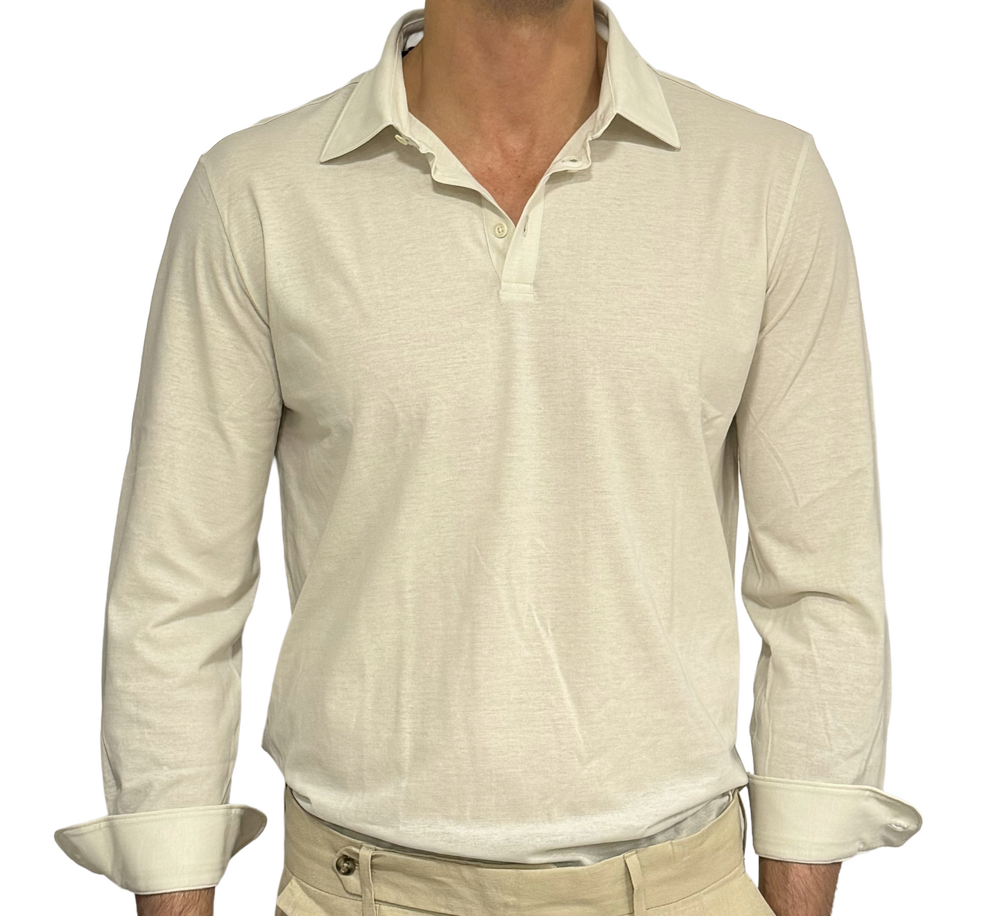 Polo camicia fresh cotton in filo di Scozia tre bottoni