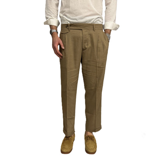 Pantalone sartoriale doppia pence lino e cotone