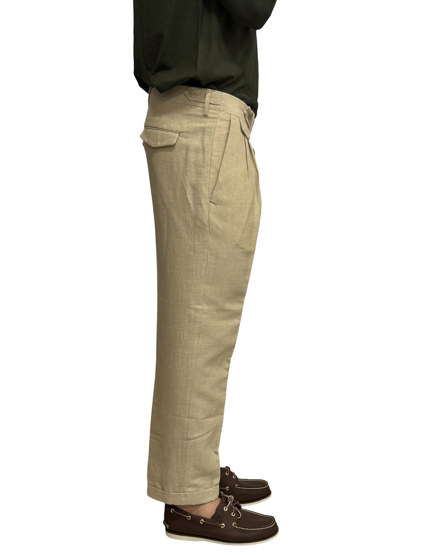 Pantalone sartoriale spigato lino e cotone
