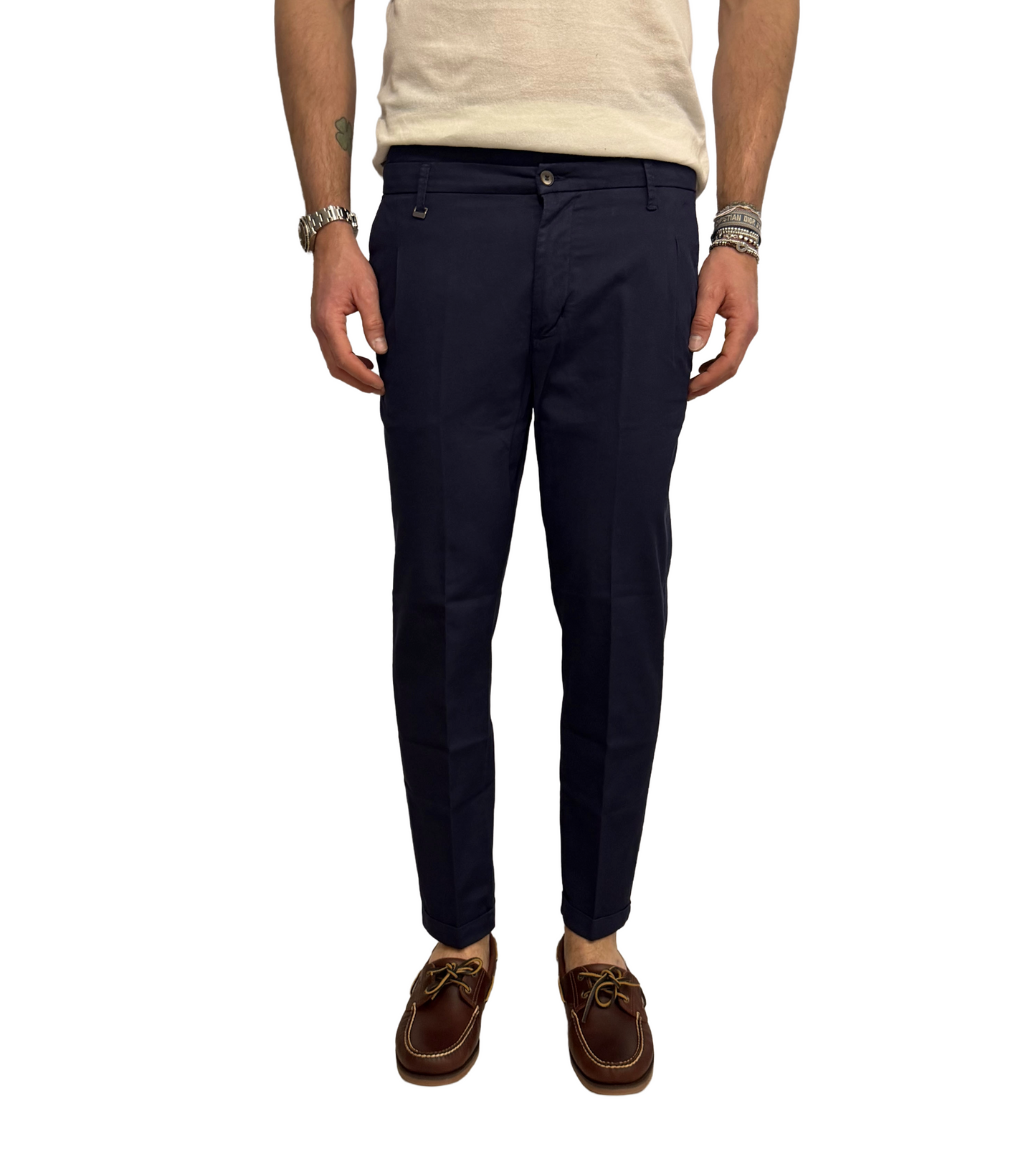 Pantalone slim Squad lino e cotone