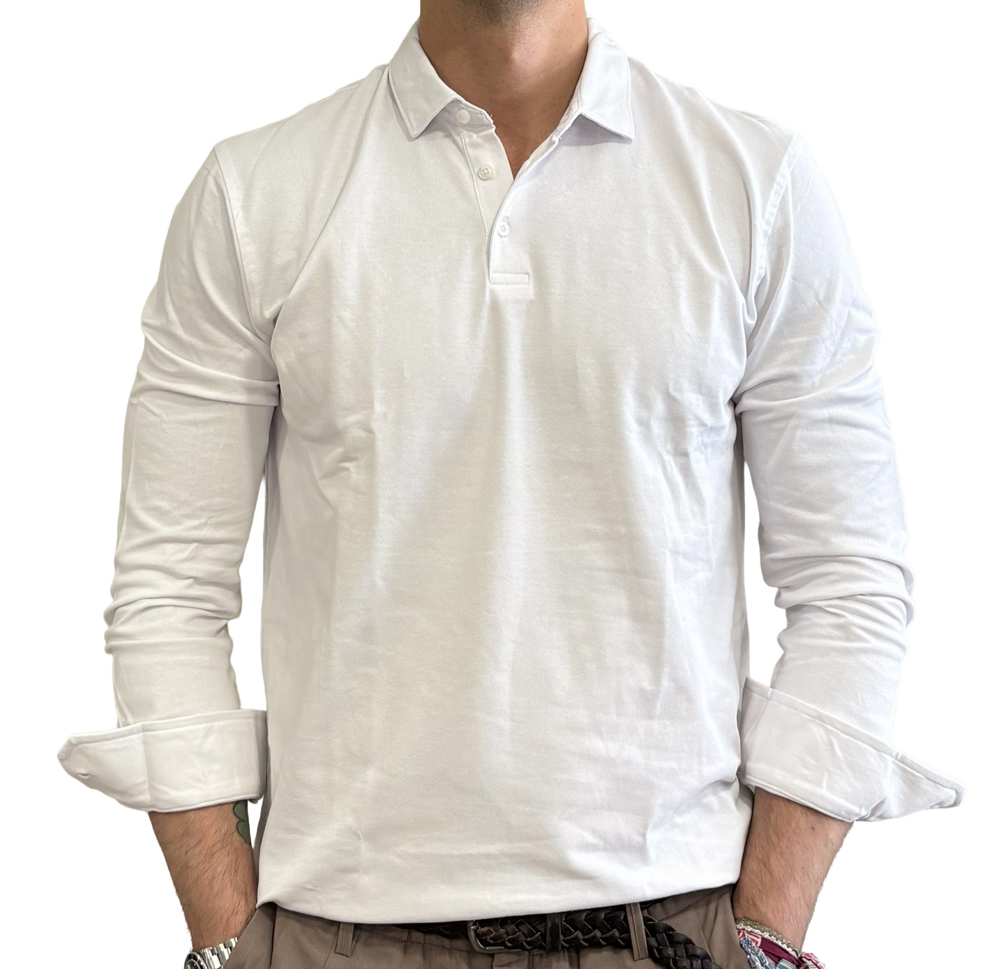Polo camicia in piquet tre bottoni