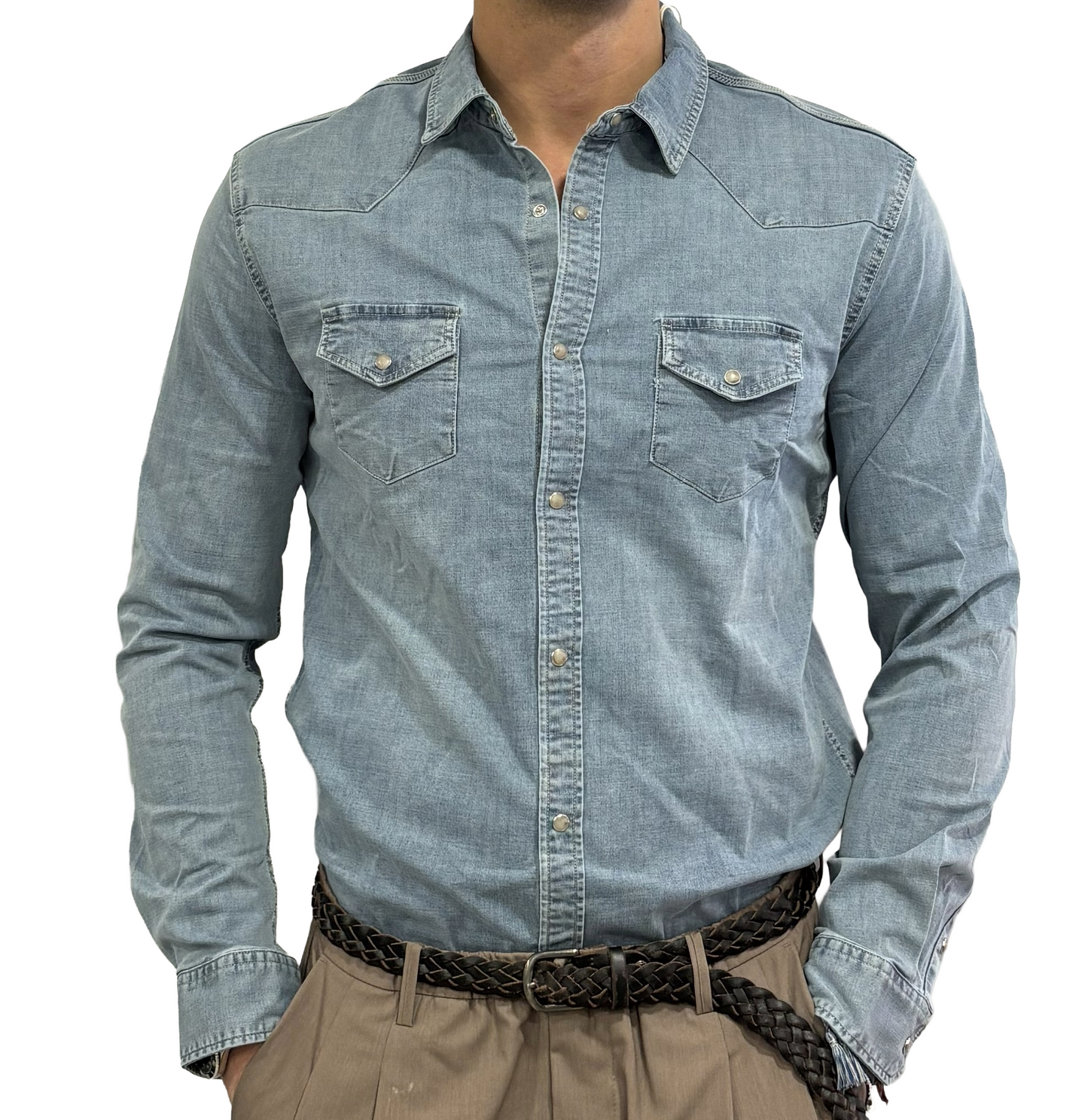 Camicia texana denim chiaro