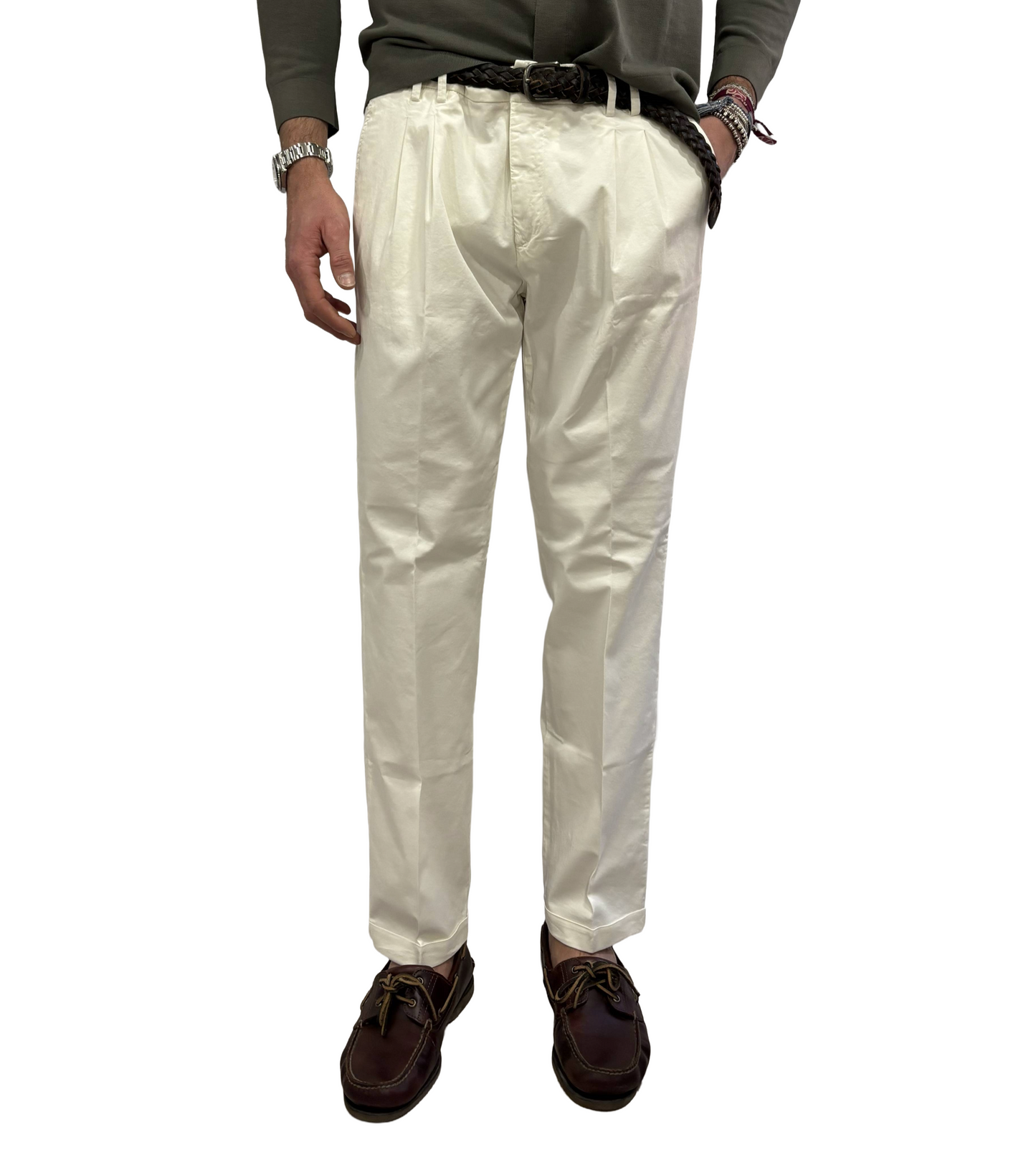 Pantalone in cotone doppia pence