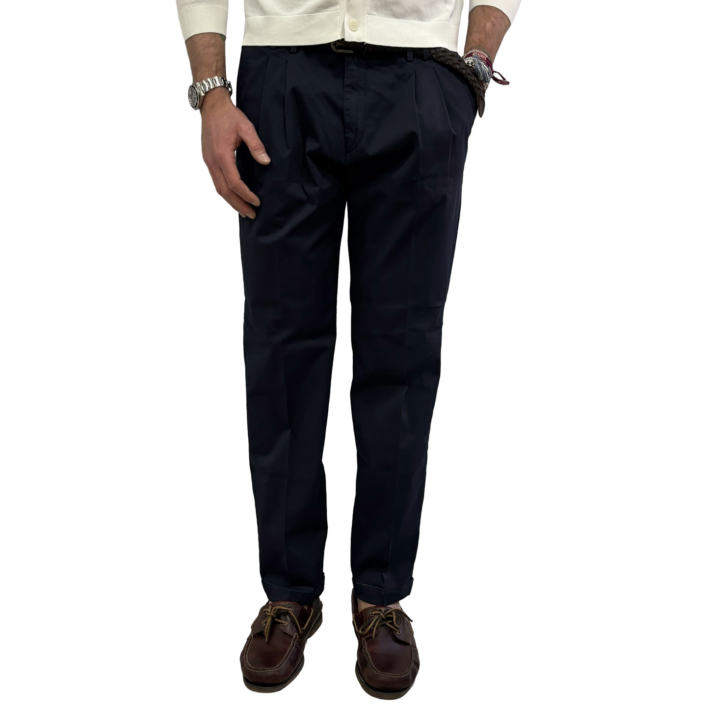 Pantalone in cotone doppia pence