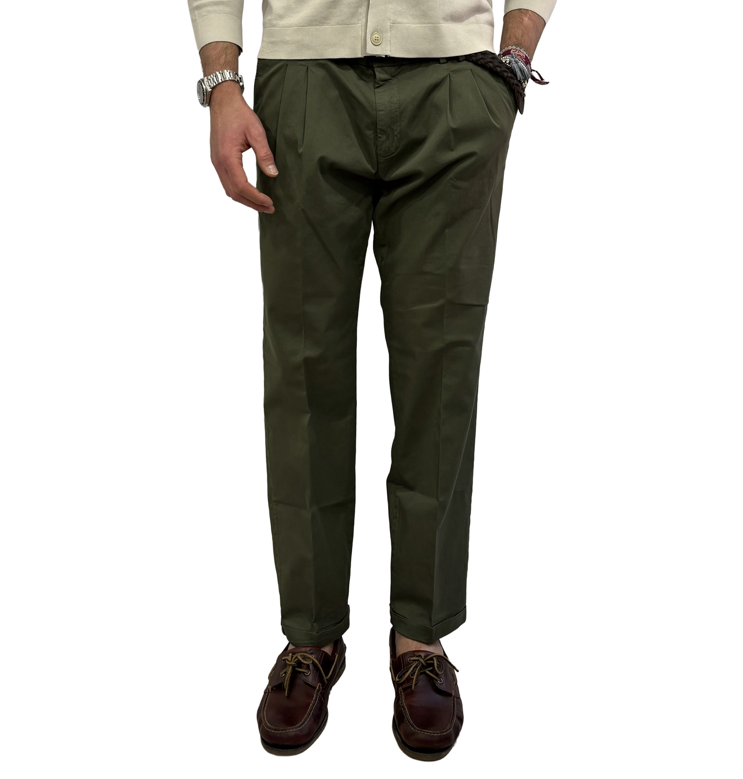 Pantalone in cotone doppia pence