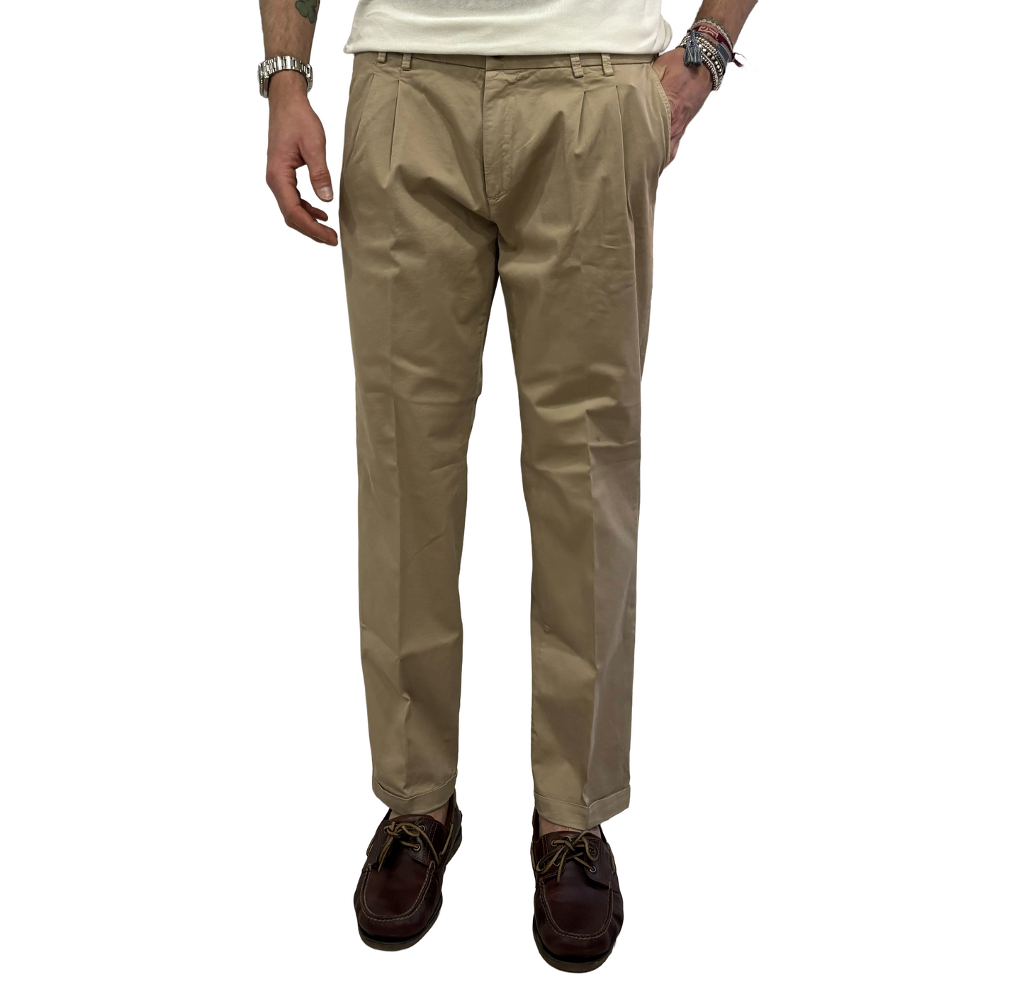 Pantalone in cotone doppia pence