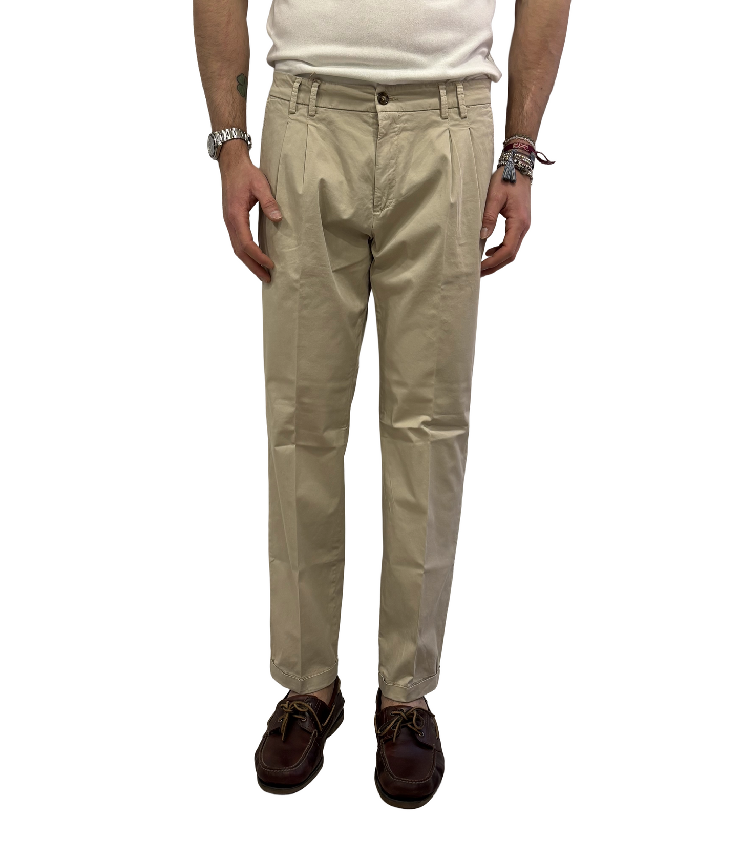 Pantalone in cotone doppia pence