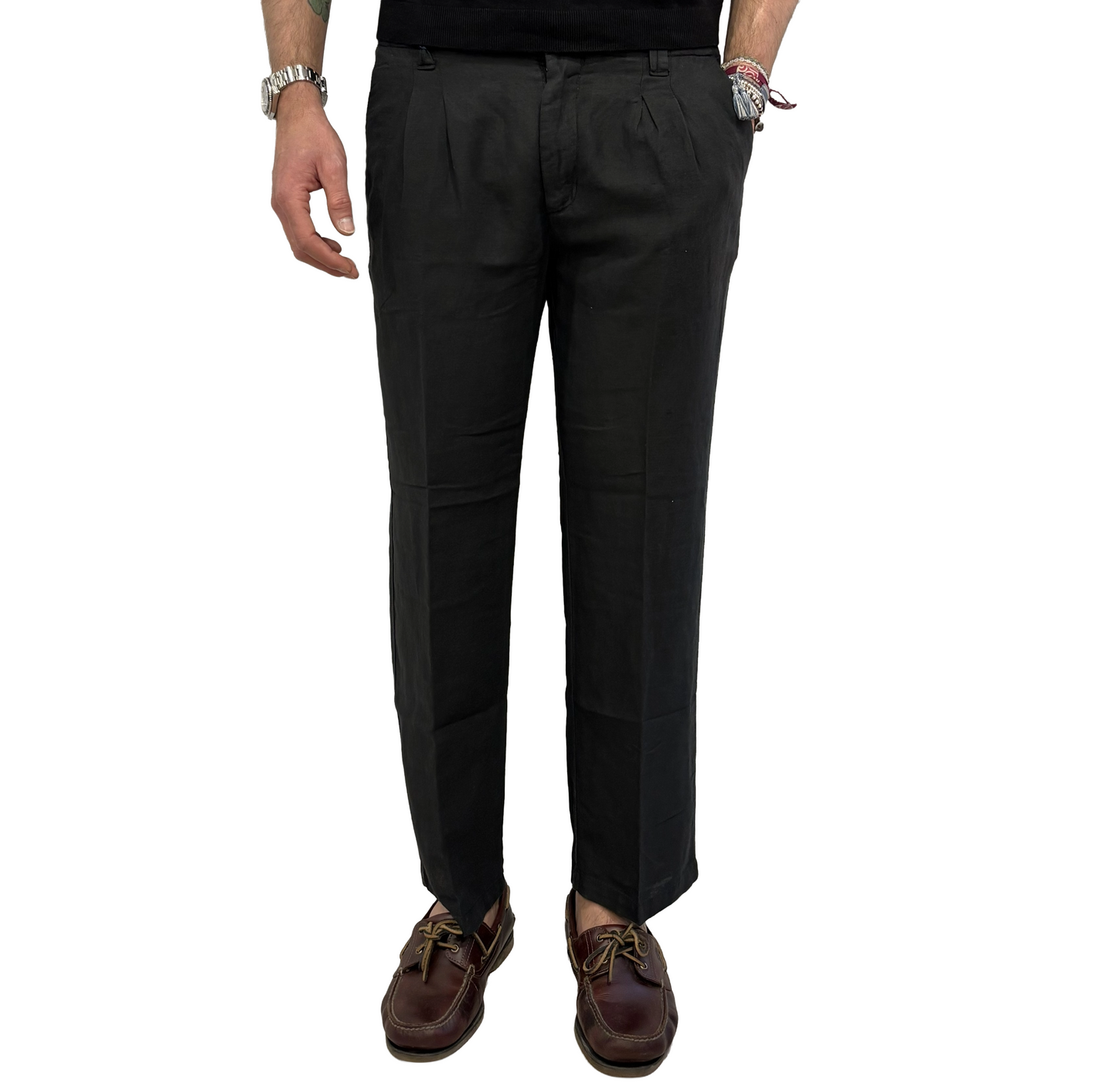 Pantalone over lino e cotone