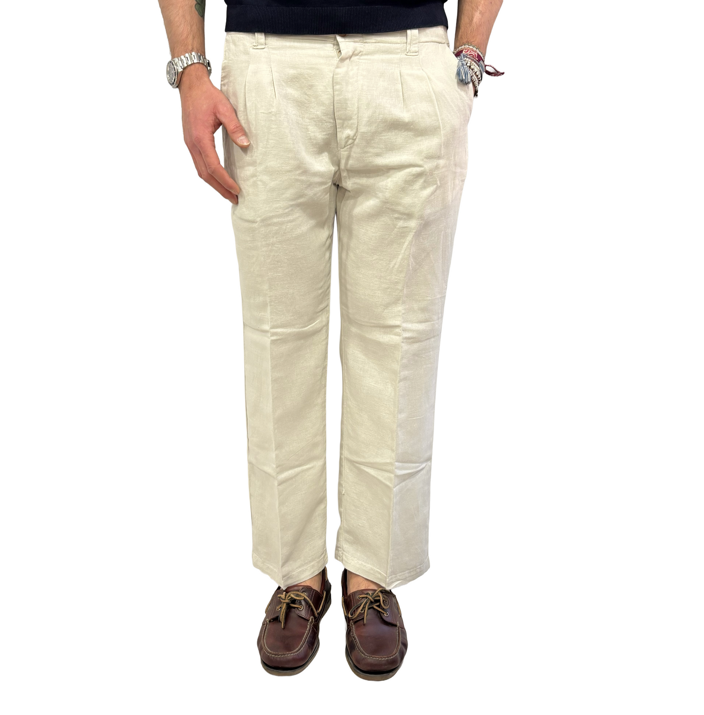 Pantalone over lino e cotone