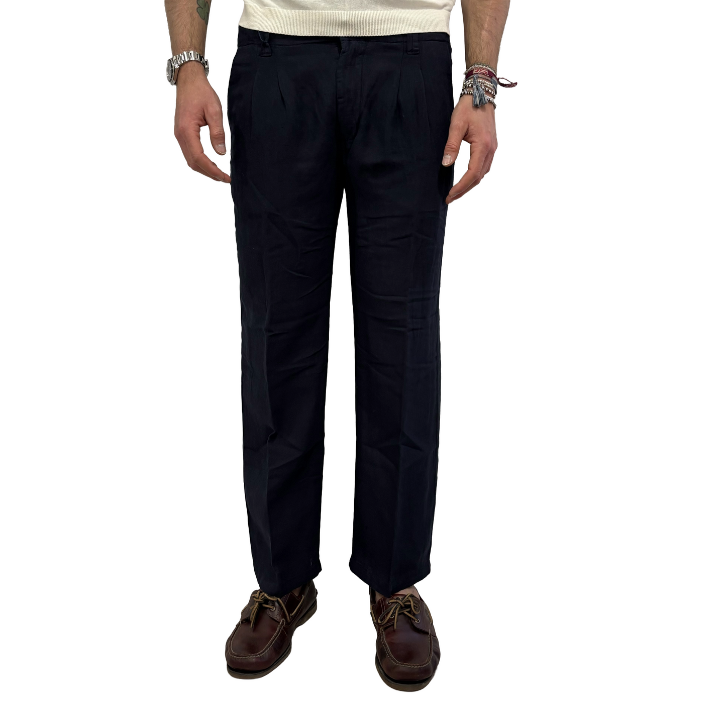 Pantalone over lino e cotone