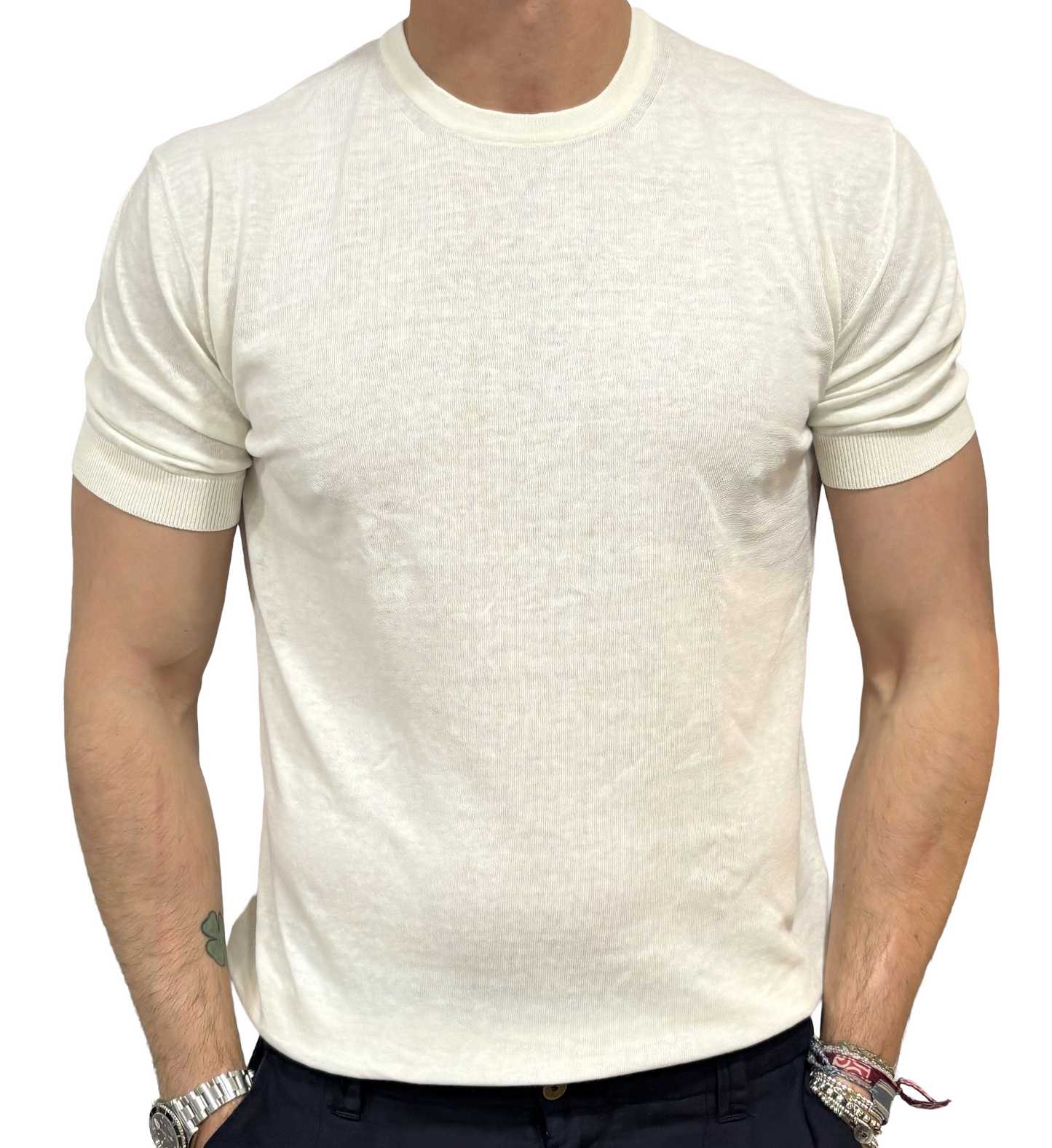 T-shirt in maglia lino e cotone Homeward