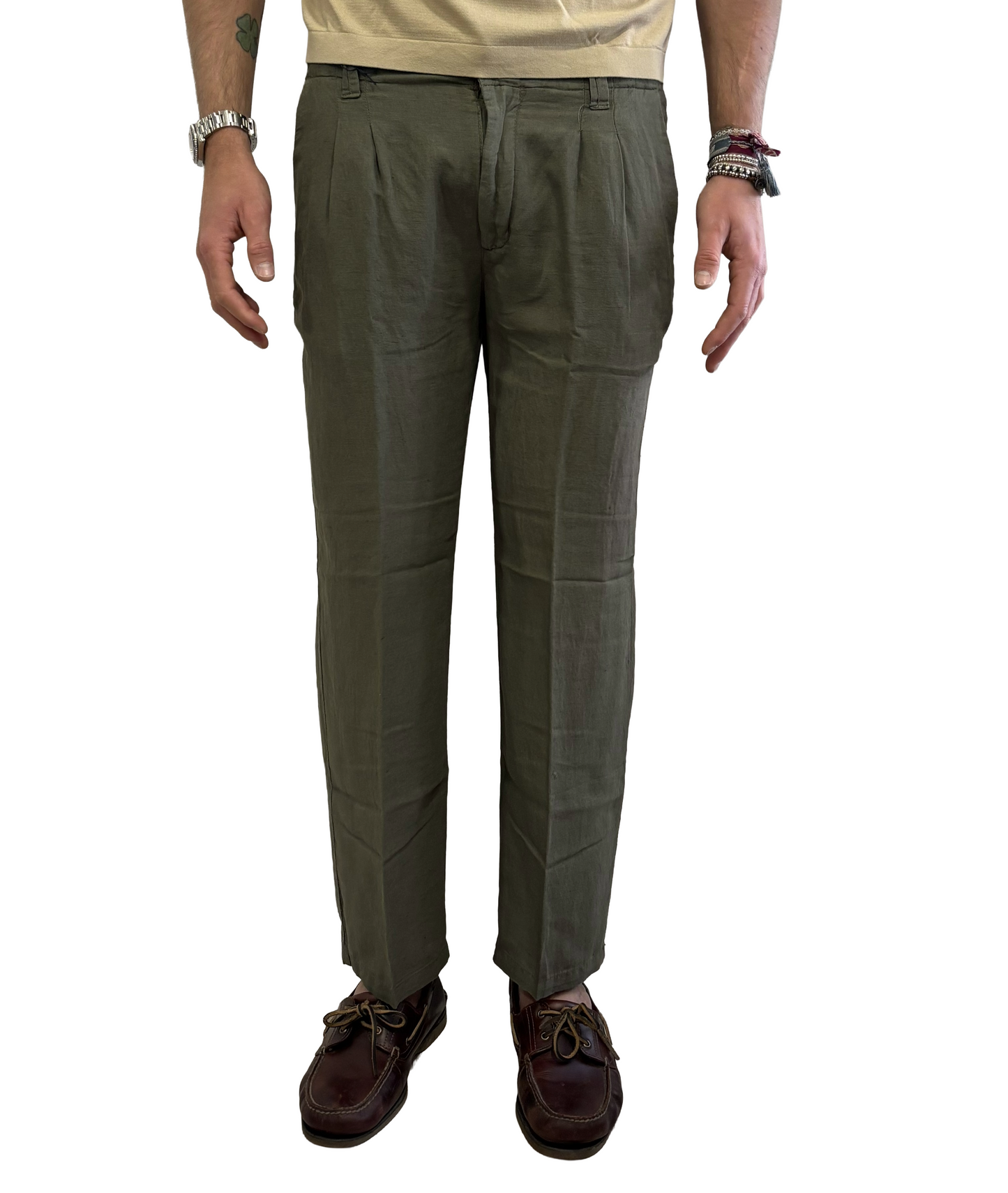 Pantalone over lino e cotone