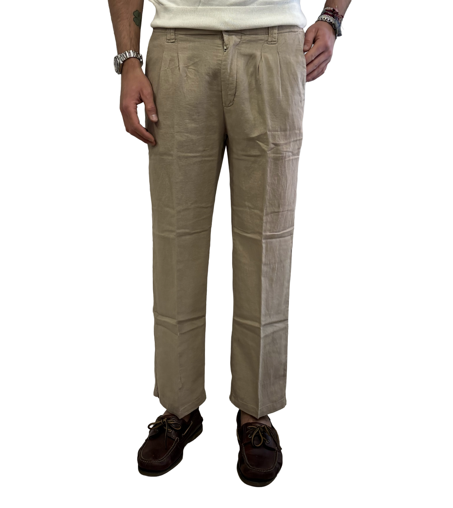 Pantalone over lino e cotone