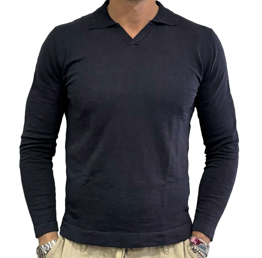 Polo manica lunga collo derby puro cotone