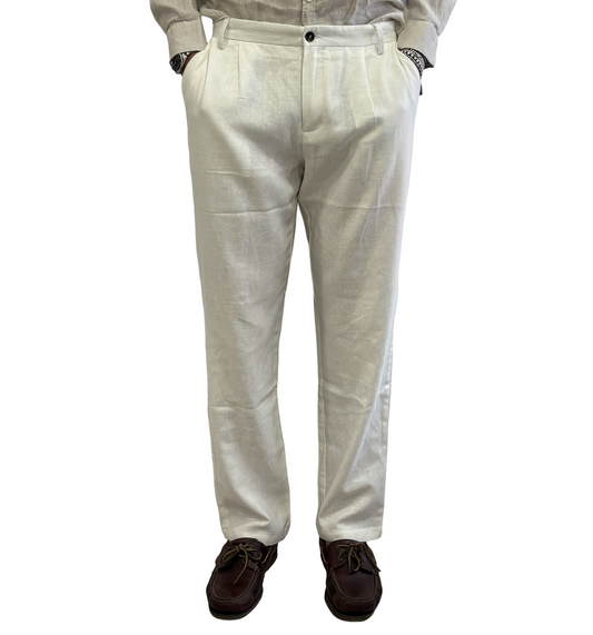 Pantalone spigato lino e cotone