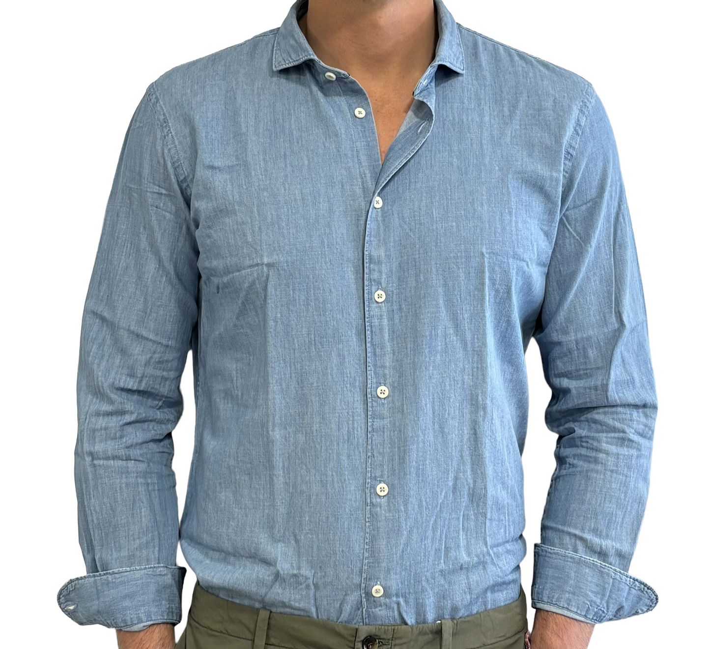 Camicia denim cotone fiammato