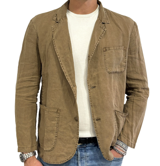 Giacca camicia puro lino