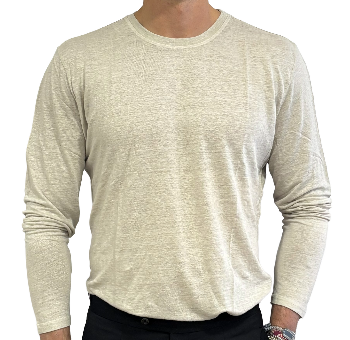 T-shirt puro lino manica lunga