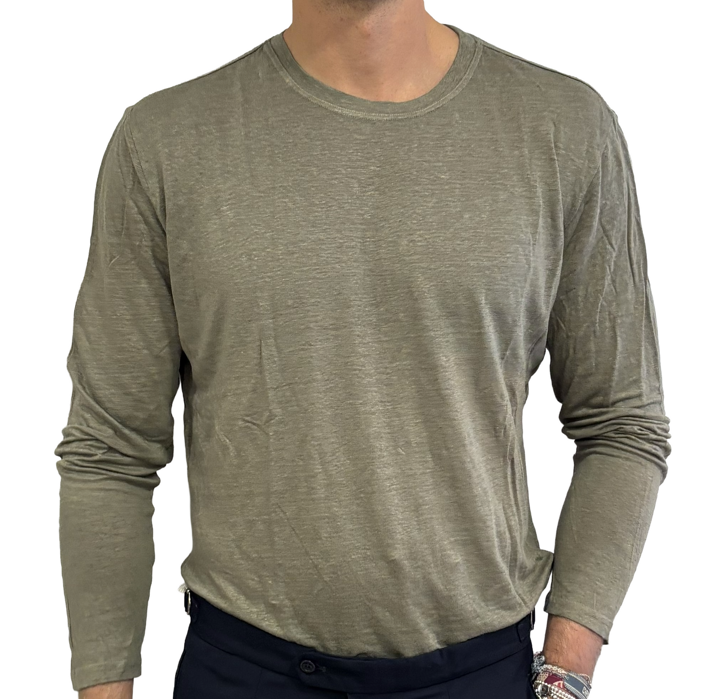 T-shirt puro lino manica lunga