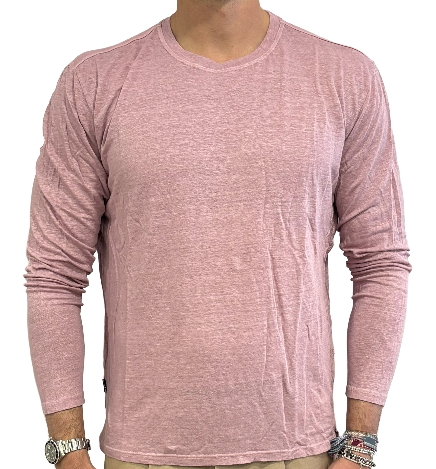 T-shirt puro lino manica lunga