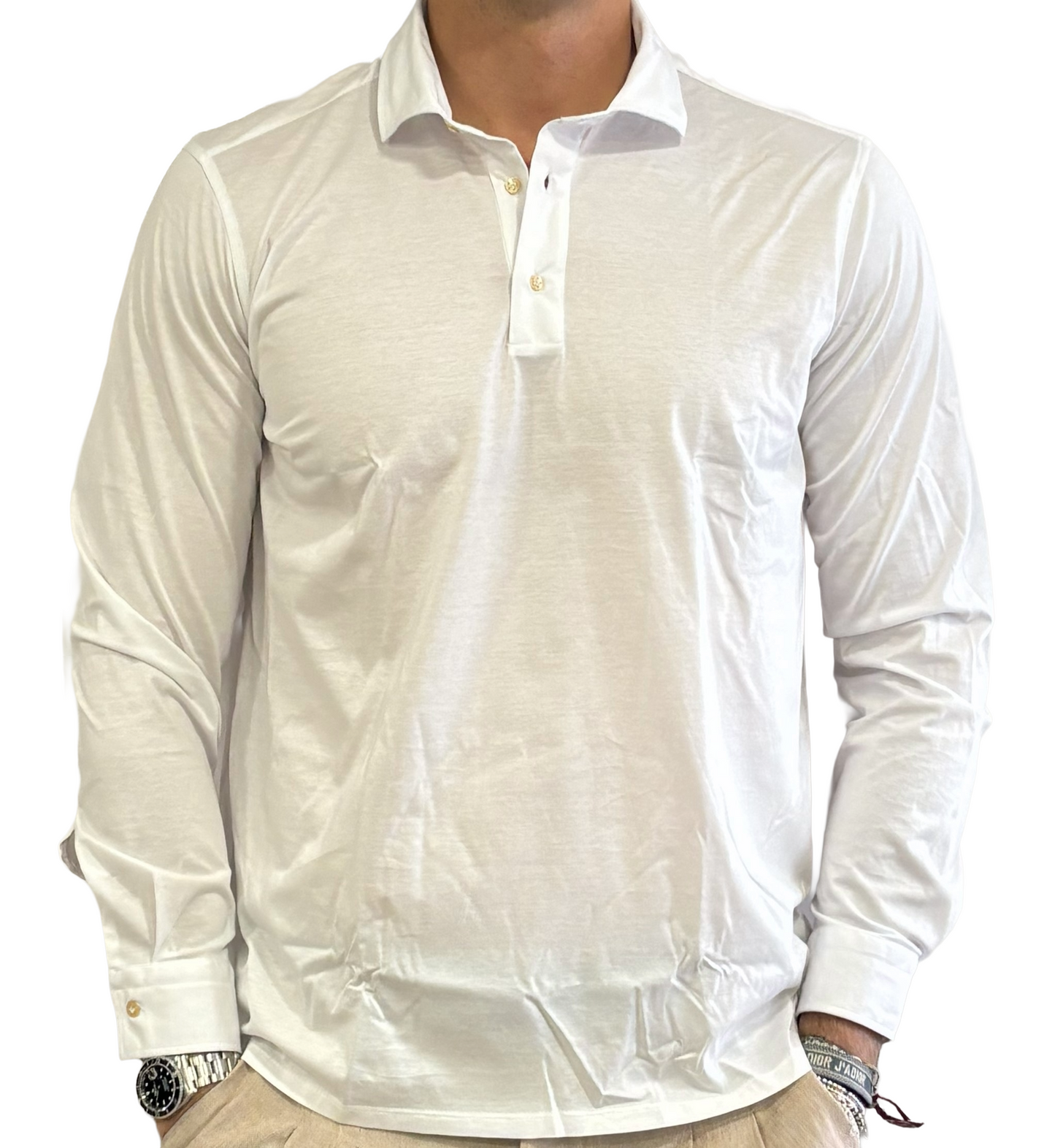 Polo camicia in crepe di cottone