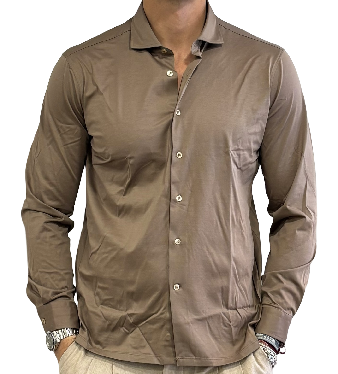 Polo camicia in crepe di cotone