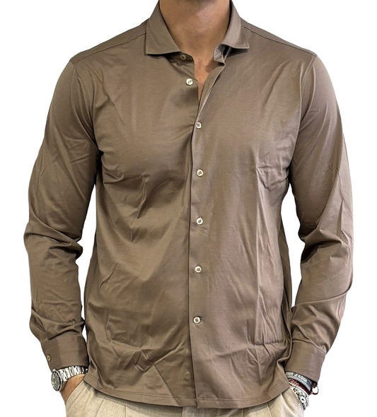 Polo camicia in crepe di cotone