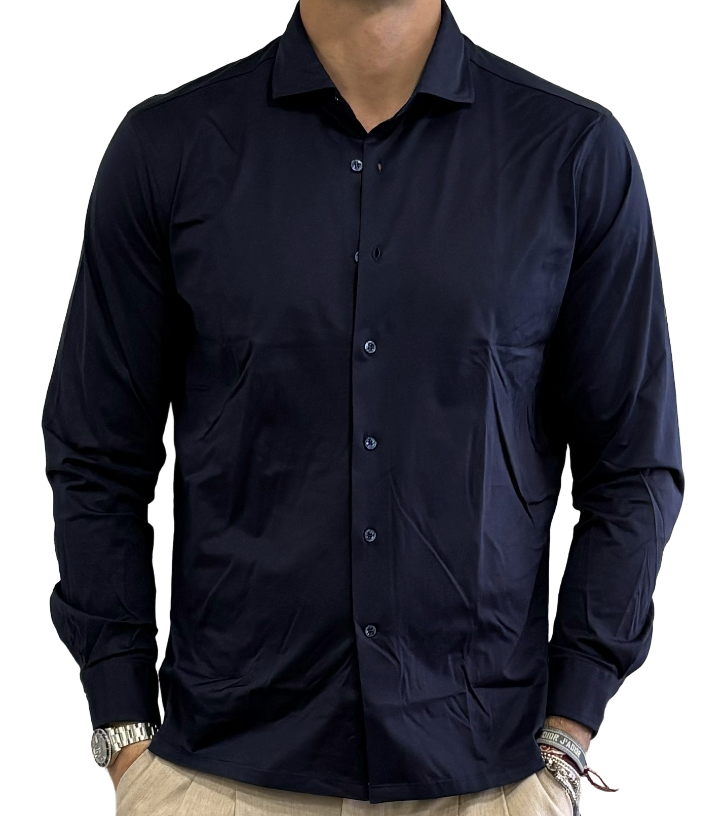 Polo camicia in crepe di cotone