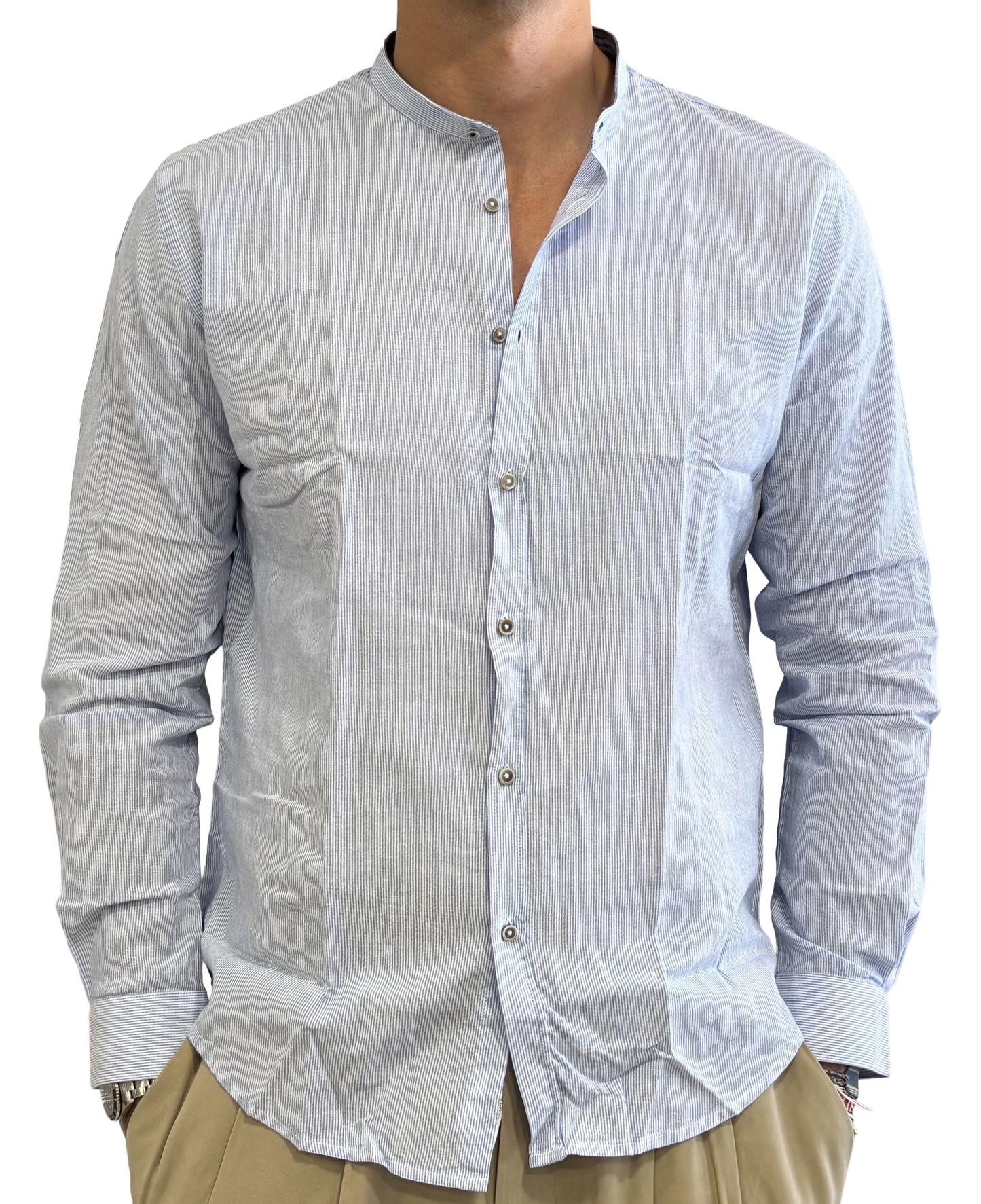Camicia puro lino colletto coreano