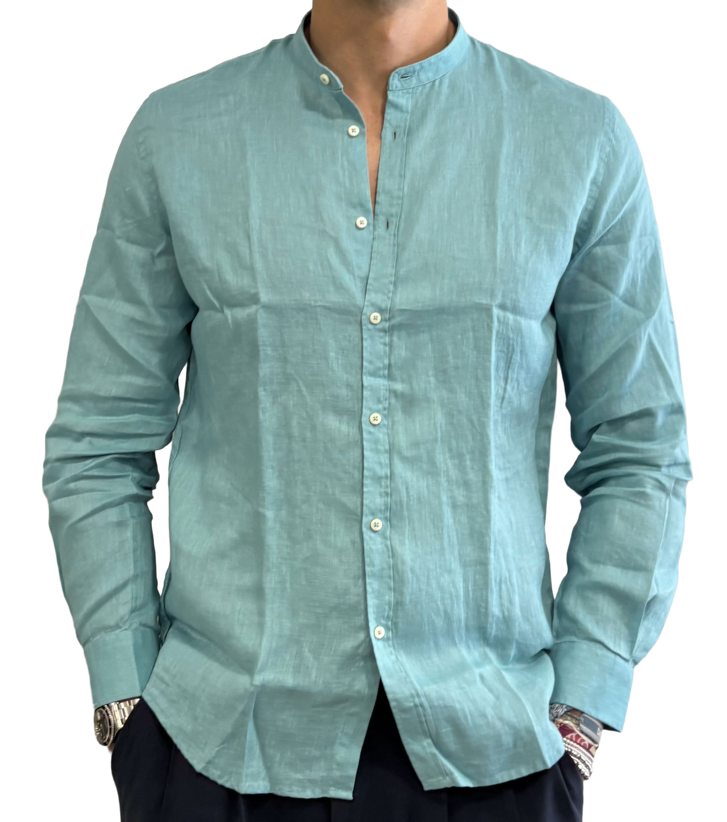 Camicia puo lino colletto coreano